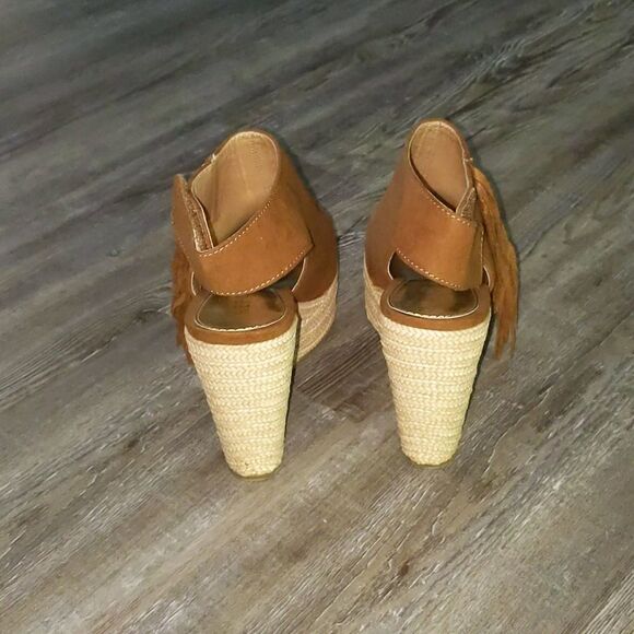 REPORT Neko tassel side tan wedges open toe - Picture 6 of 9